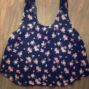 Split Back, Black Floral Crop Top